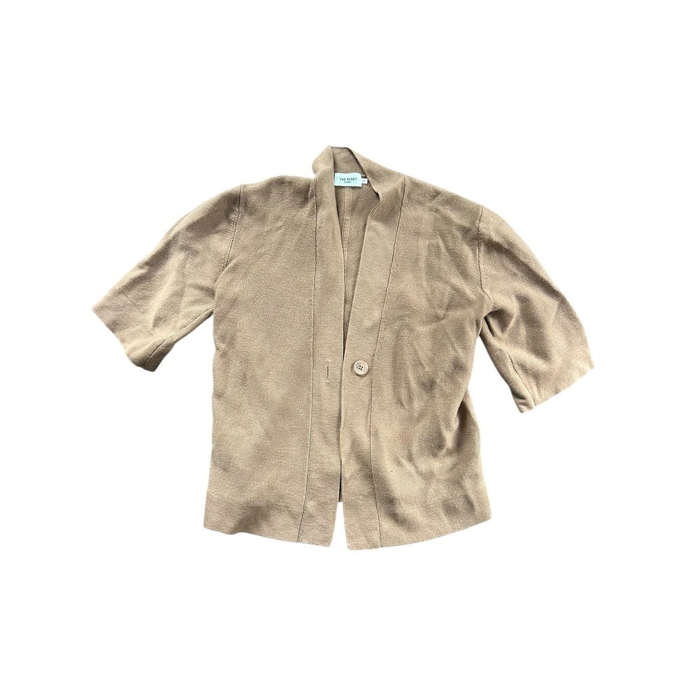 The Reset R Label‎ Women's Brown Knit Cardigan Button Front 3/4 Sleeve XS
